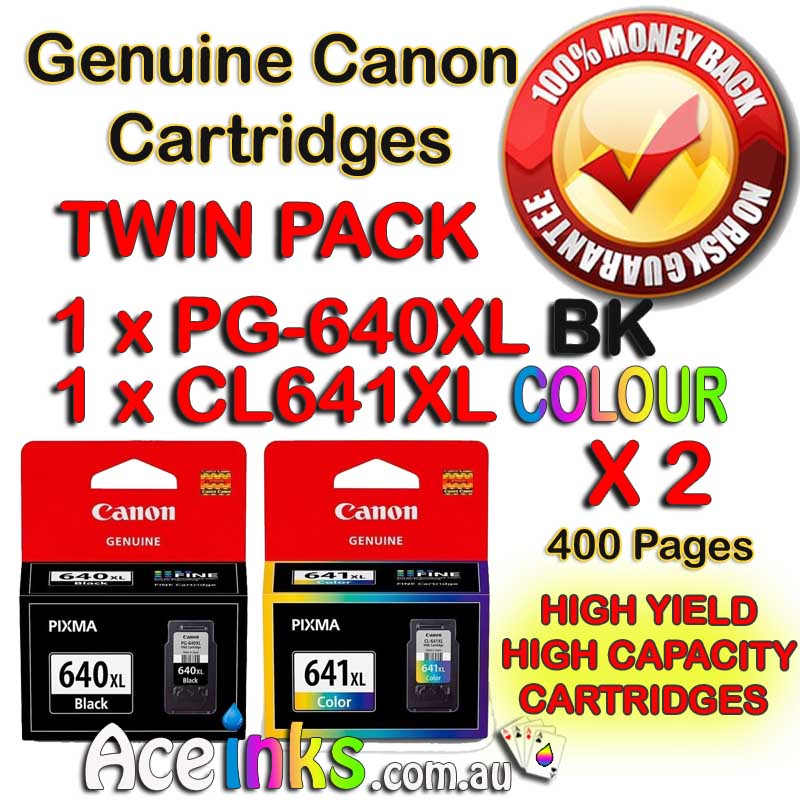 Twin Pack Combo GENUINE ORIGINAL CANON PG-640XL BK CL-641XL C